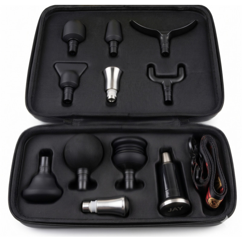 Beoka D6 Pro — перкусійний масажер з гарячою насадкою, поворотною рукояткою 90°, 9 насадками та 30 кг зусиллям